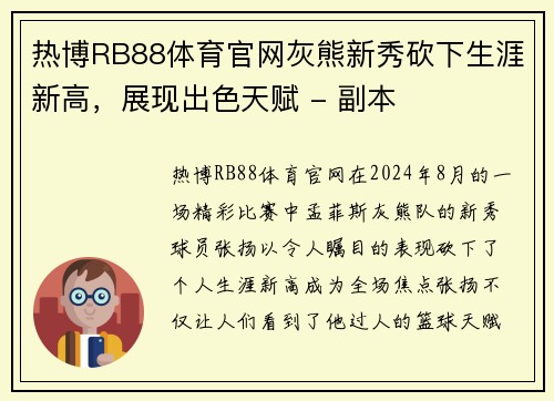 热博RB88体育官网灰熊新秀砍下生涯新高，展现出色天赋 - 副本